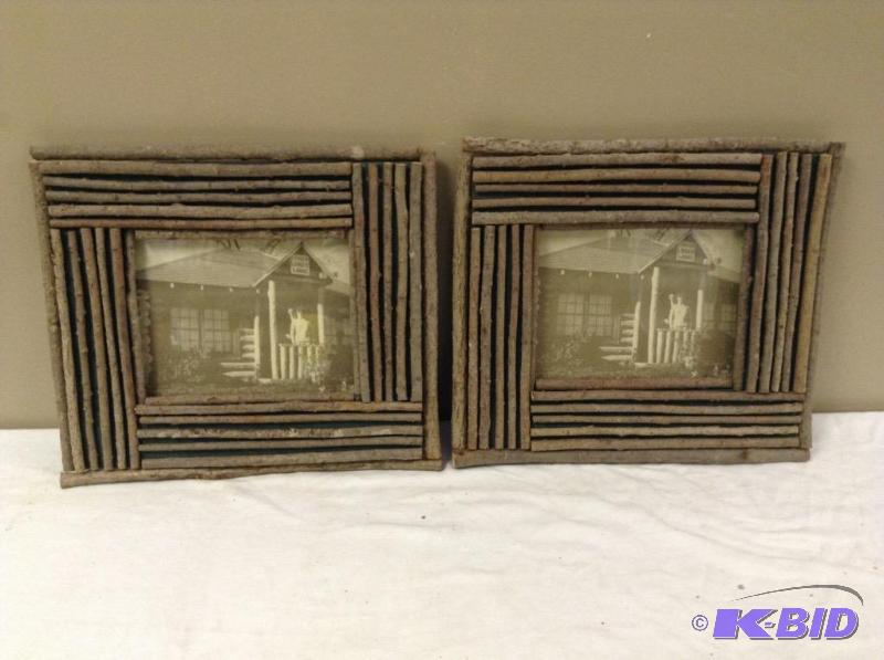 lot 138 image: 2 Rustic Wooden Picture Frames