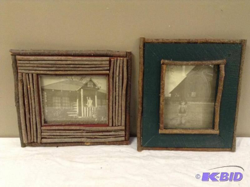 lot 140 image: 2 Adorable Rustic Wood Picture Frames