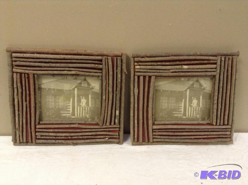 lot 144 image: 2 Wooden Rustic Picture Frames