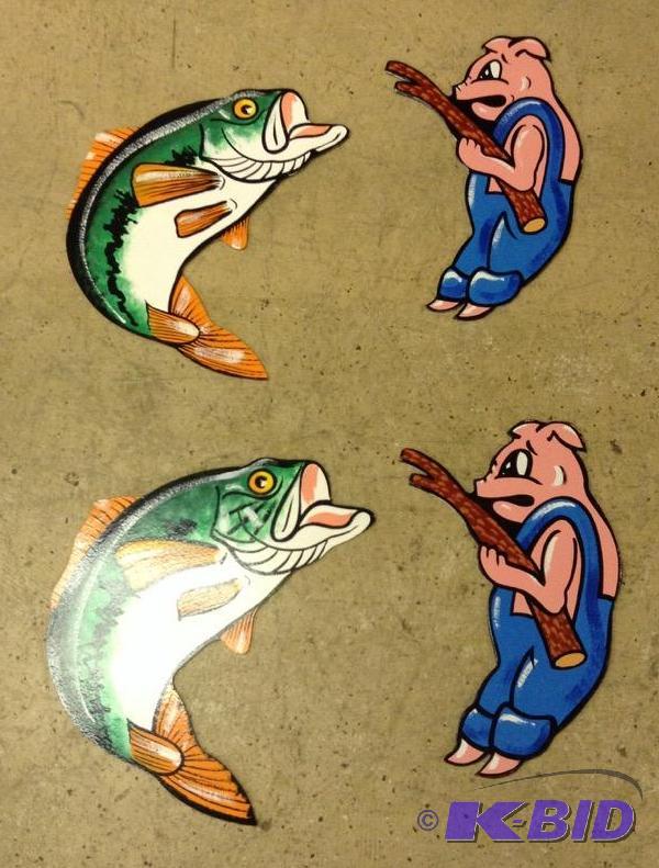 lot 24 image: Fish and Pig Cutouts