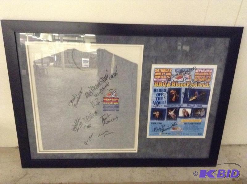 lot 3 image: Framed 2012 BBQ & Blues Fesitval Autographed Shirt