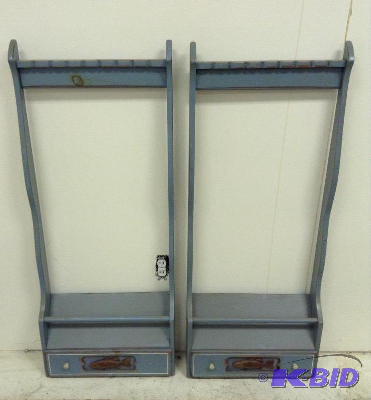 lot 46 image: Lot of Two Fishing Rod Racks with Storage