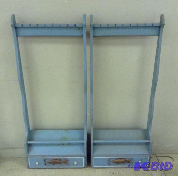 lot 47 image: Lot of Two Fishing Rod Racks with Storage