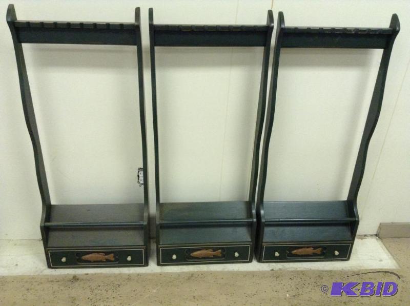 lot 48 image: Lot of Three Fishing Rod Racks with Storage