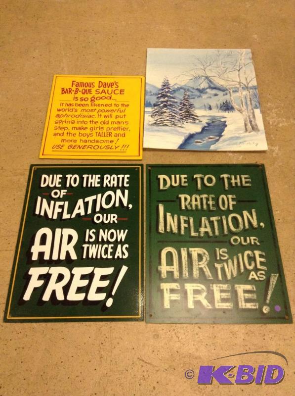 lot 75 image: Humorous Signs and Winter Mountian Picture