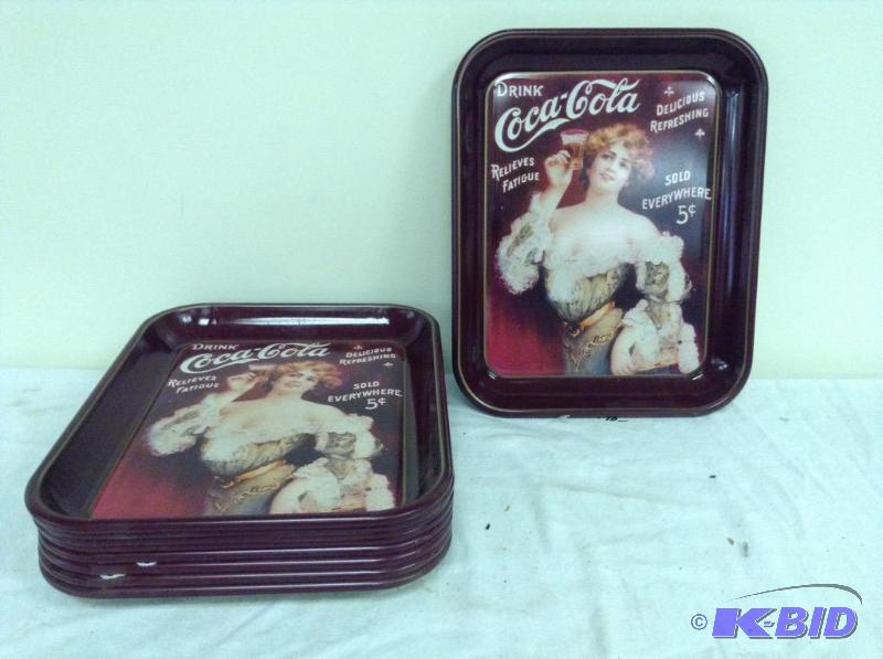 lot 89 image: Nine Reproduction Coca-Cola Metal Trays