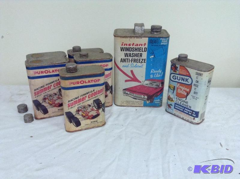 lot 93 image: Reproduction Automobile Care Labels Over Wood