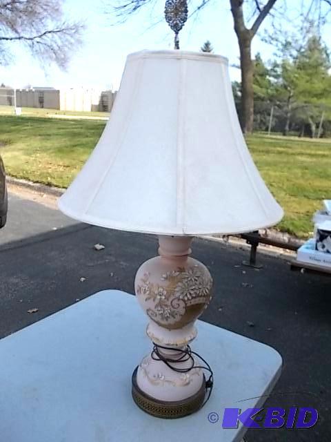 Fancy Pink Porcelain Lamp With Shade...