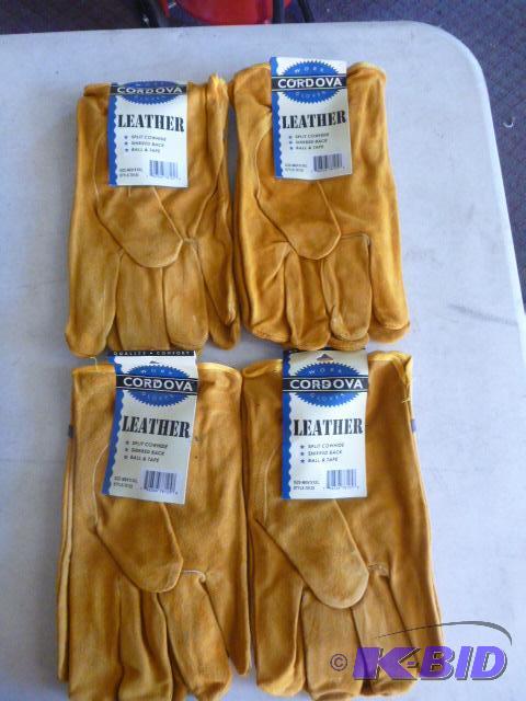 Four Pairs of Gordova Leather Work Gloves Siz...