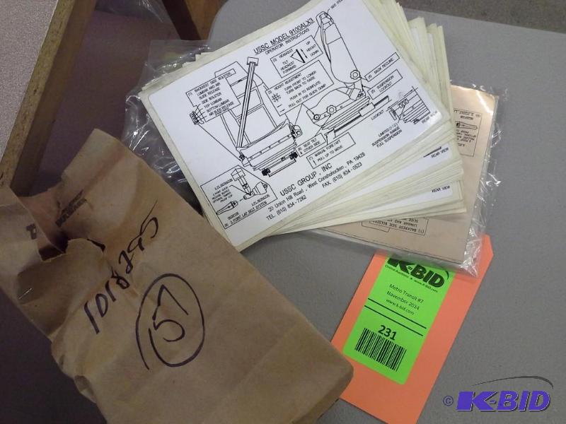 lot 231 image: DECAL OPERATING INSTRUCTIONS USSC DRIVERS SEAT 9903-700000-020