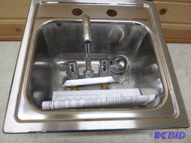lot 109 image: Small Stainless Steel Bar Sink and Faucet&nbs...