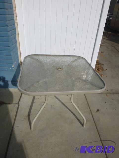 lot 145 image: Outdoor Glass Top Patio Table 35"...