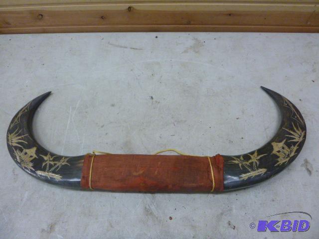 lot 151 image: Hard Carved Horns 31"...