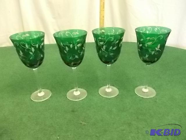 4 Fancy Holly Goblets...