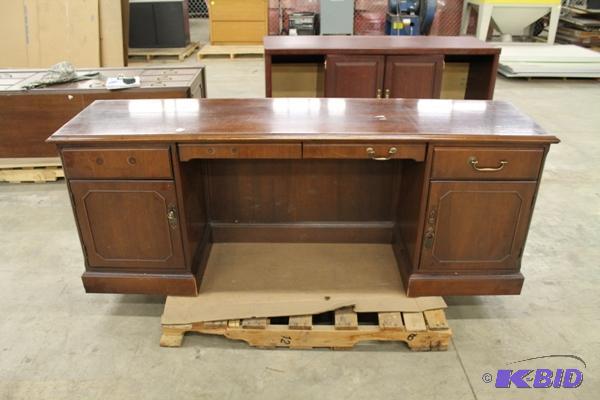 lot 50 image: Office Desk Solid Wood Measures 76" Wid...