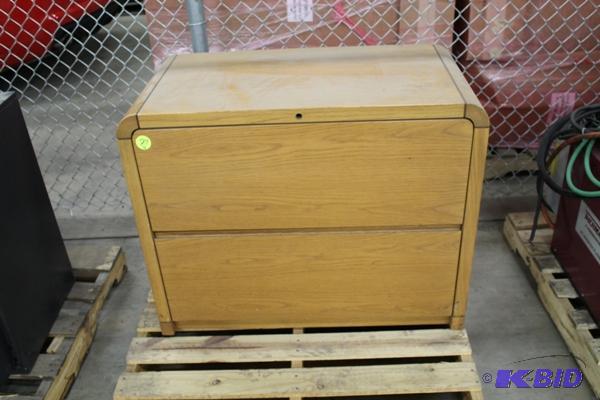 lot 61 image: Solid Wood Filing Cabinet Measures 36" ...