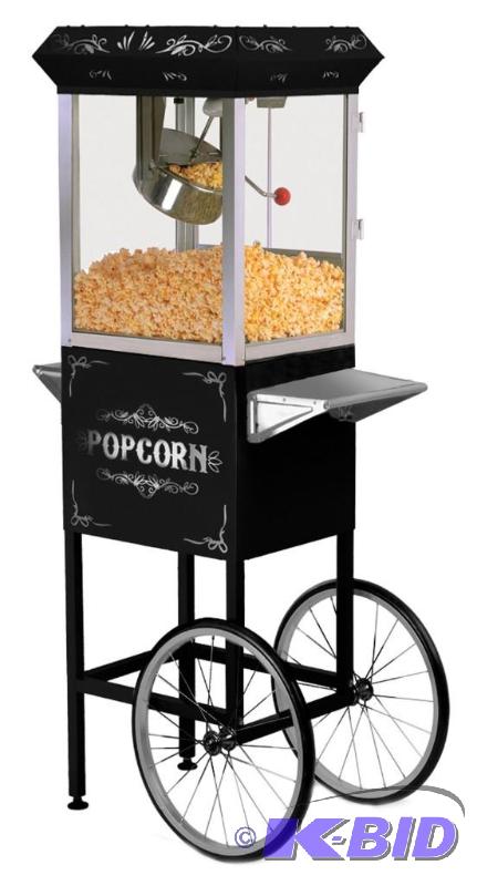 MaxiMatic EPM-200B Elite Deluxe Popcorn Popper Machine with Trolley, 8-Ounce, Black