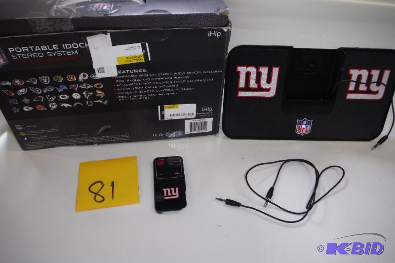 iHip Official NFL - NEW YORK GIANTS - Portable iDock Stereo Speaker with Wireless Remote NFV5000NYG