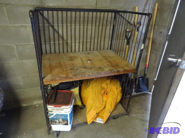 Metal 2 tier cart on wheels. 40 x 27 x 54. No...