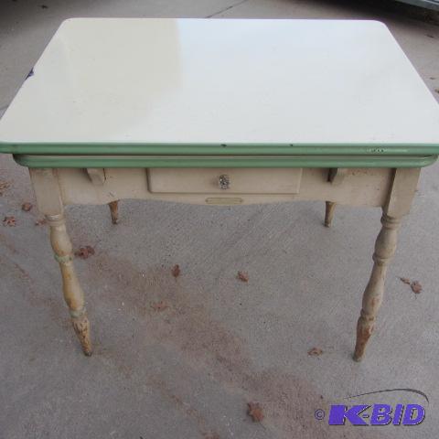 lot 11 image: Vintage Enamel Table