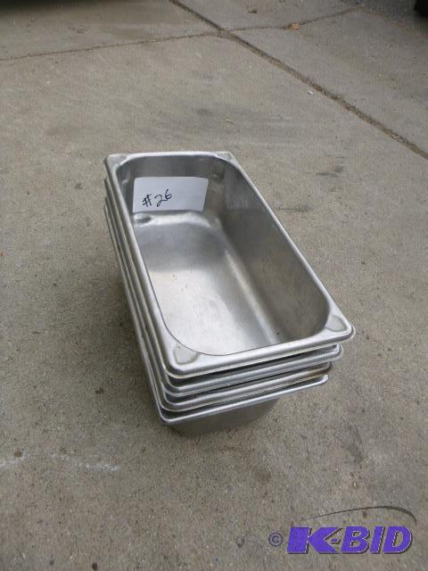 lot 26 image: Four Steam Table Pans Stainless Steel 13 siz...