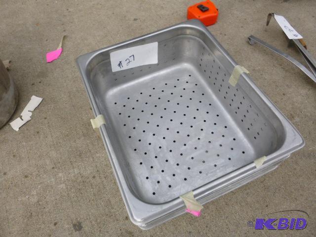 lot 27 image: Six Perforated Table Pans Stainless Steel 12...