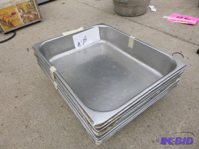 lot 28 image: Six Steam Table Pans Stainless Steel 12 size...