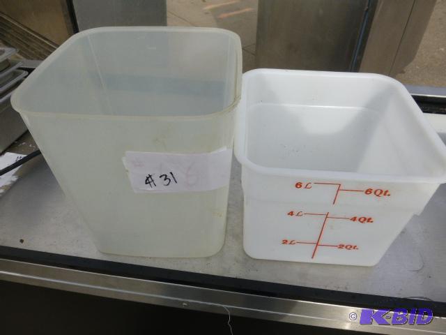 lot 31 image: Two 6 Quart Food Containers No lids....