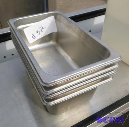 lot 32 image: Four Steam Table Pans Stainless Steel 14 siz...