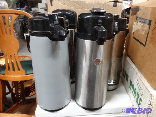 lot 112 image: 4 air pump coffee dispensers...