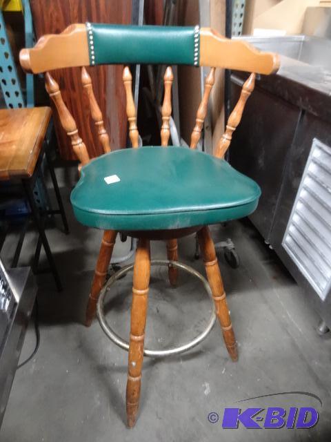 lot 42 image: Wood bar stool. 32" seat height...