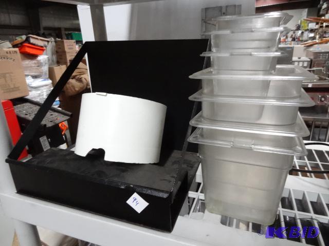lot 94 image: Metal table top retail display. Prep containe...