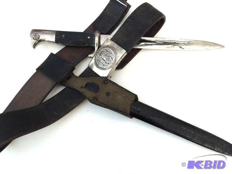WW2 German Youth Bayonet With Belt, Frog & Buckle 1941