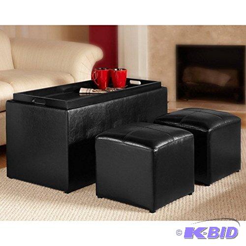 lot 21 image: Convenience Concepts 143012 Sheridan Faux Leather Storage Bench with 2 Side Ottomans, Dark Espresso