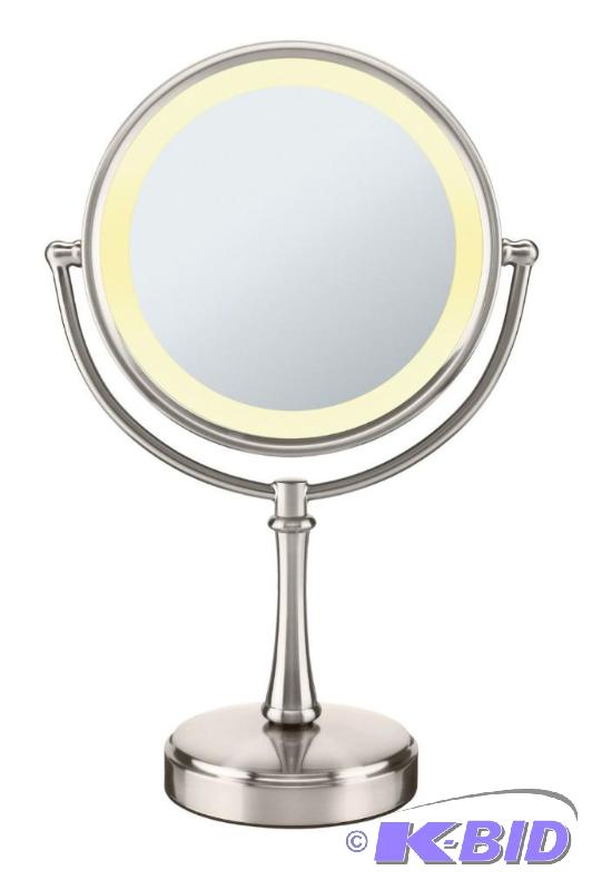 lot 24 image: Conair Touch Control Double-Sided Lighted Mirror - Satin Nickel Finish