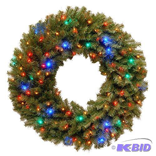 lot 30 image: National Tree NF-309L-36W-1 Norwood Fir Wreath with 100 Concave Multi 4-Color LED Lights, 36-Inch
