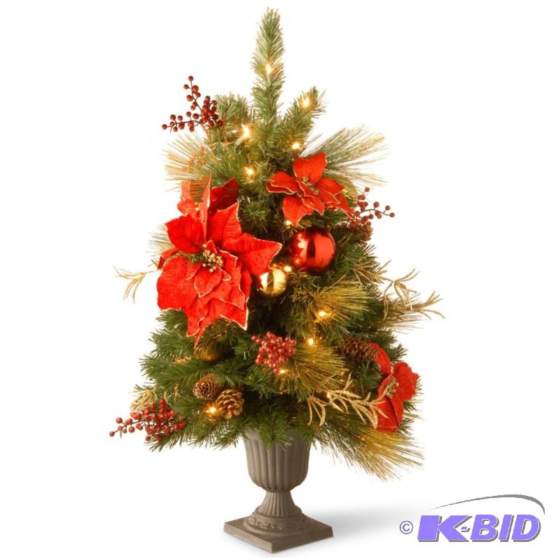 lot 31 image: National Tree (DC13-111L-30P) Decorative Collection Home Spun Entrance RedGold Tree in a 9-Inch Plastic Pot with 35 Clear Lights