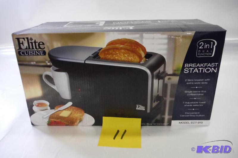 lot 11 image: Elite Cuisine ECT-819 MaxiMatic 2-in-1 Dual Function Breakfast Station Toaster and Coffee