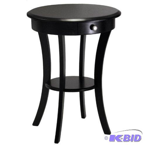 lot 17 image: Winsome Wood Round Table with Drawer and Shelf, Black