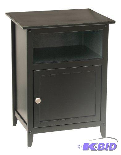 lot 22 image: Winsome Wood End TableNight Stand with Door and Shelf, Black