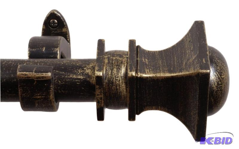 lot 32 image: Rulu 52 by 144-Inch Curtain Rod with 1-14 Pipe, Square, BlackGold