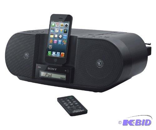 lot 57 image: Sony ZSS3IPN Lightning iPhoneiPod Portable CD Radio Boombox Speaker Dock (Black)