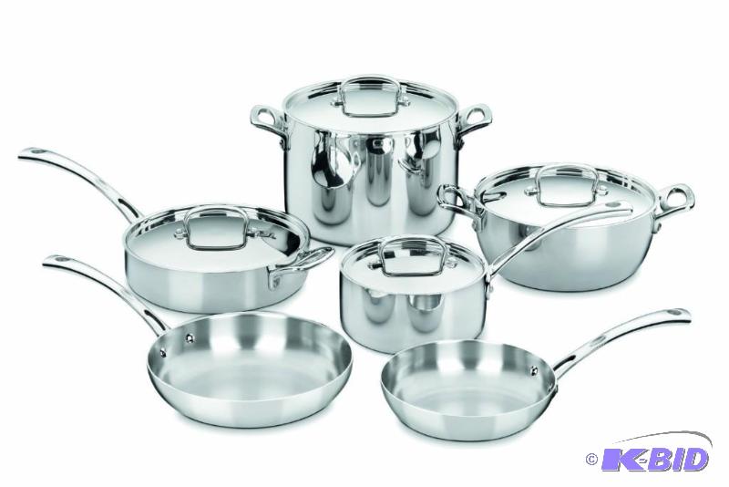 lot 84 image: Cuisinart FCT-10 French Classic Tri-Ply Stainless 10-Piece Cookware Set