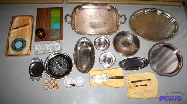 lot 28 image: Kitchen silver serving plates and cutlery   M...