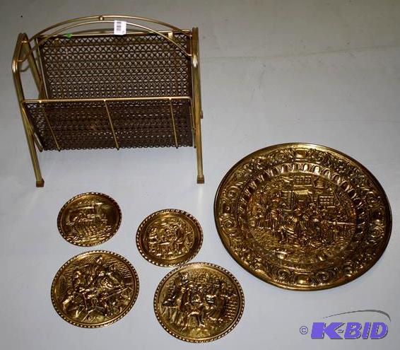 lot 31 image: Brass colored metal magazine holder a Ornate ...