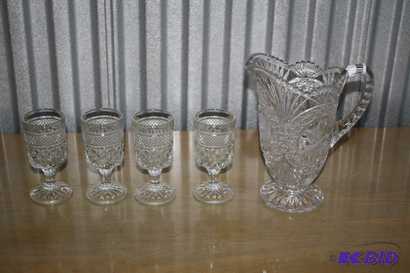 lot 32 image: Cut glass pitcher and 4 matching glasses The ...