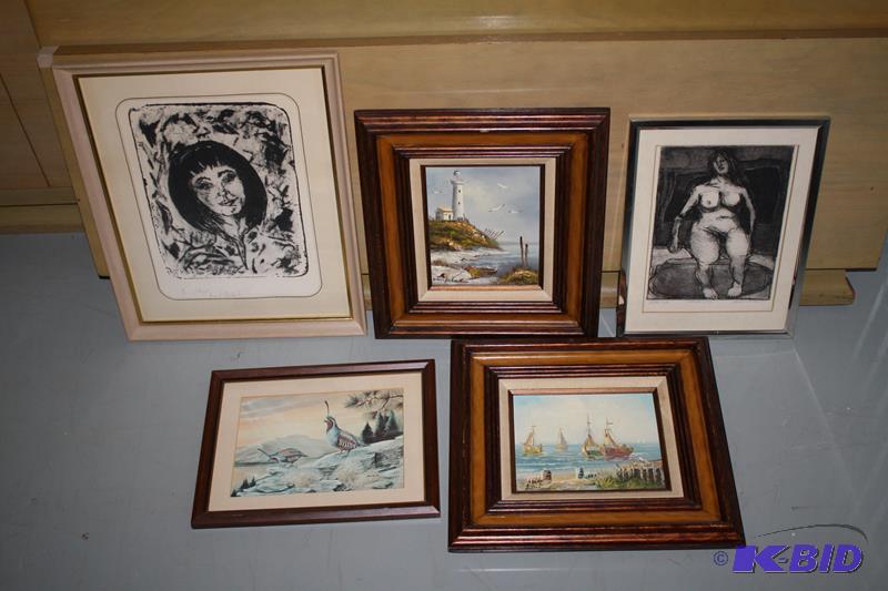 lot 41 image: 5 signed and framed artworks James F. Duffy J...
