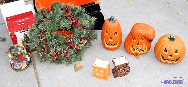 lot 52 image: Christmas and Holloween decor, Kirkland music...