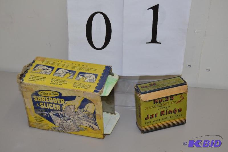 lot 1 image: Vintage Slicer and Jar Rings