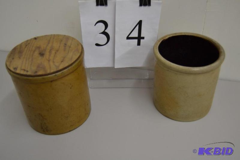 lot 34 image: Antique, Vintage, Southern Salt Glazed Crocks